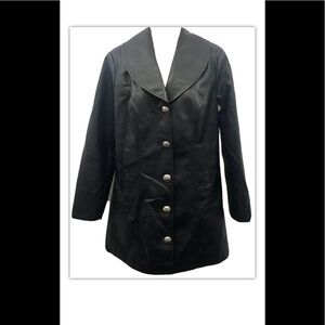Dennis Basso Black Faux Leather A-Line Coat XXS